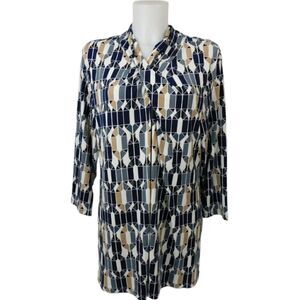 Alfani Blouse Geometric Print 3/4 Sleeve  Size L
